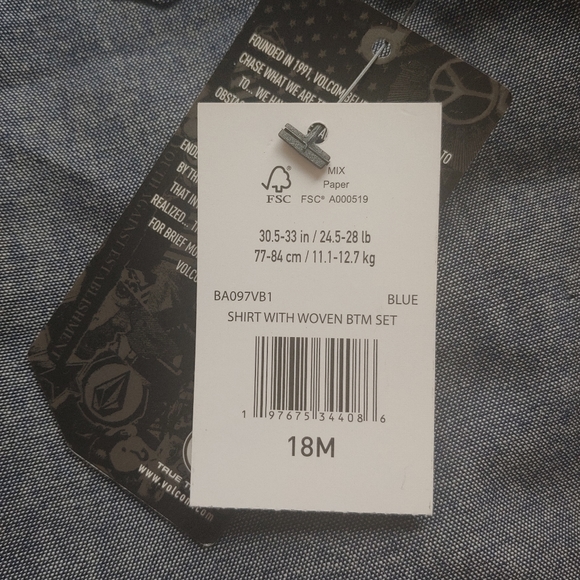 VOLCOM NEW Baby Woven Button Up Shirt & Chino Pants - Picture 10 of 10